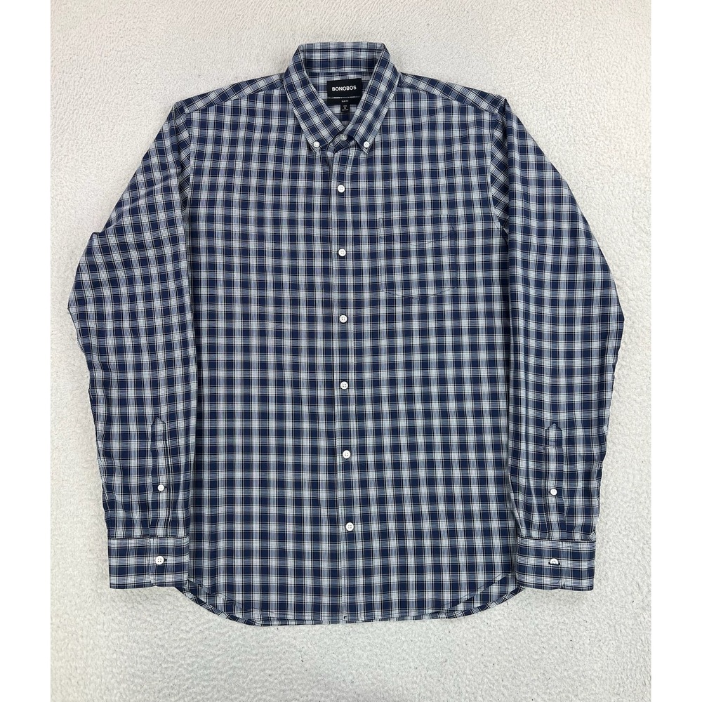 Bonobos Shirt Mens XLT Blue Plaid Slim Fit Tall Long Sleeve Button Up Casual